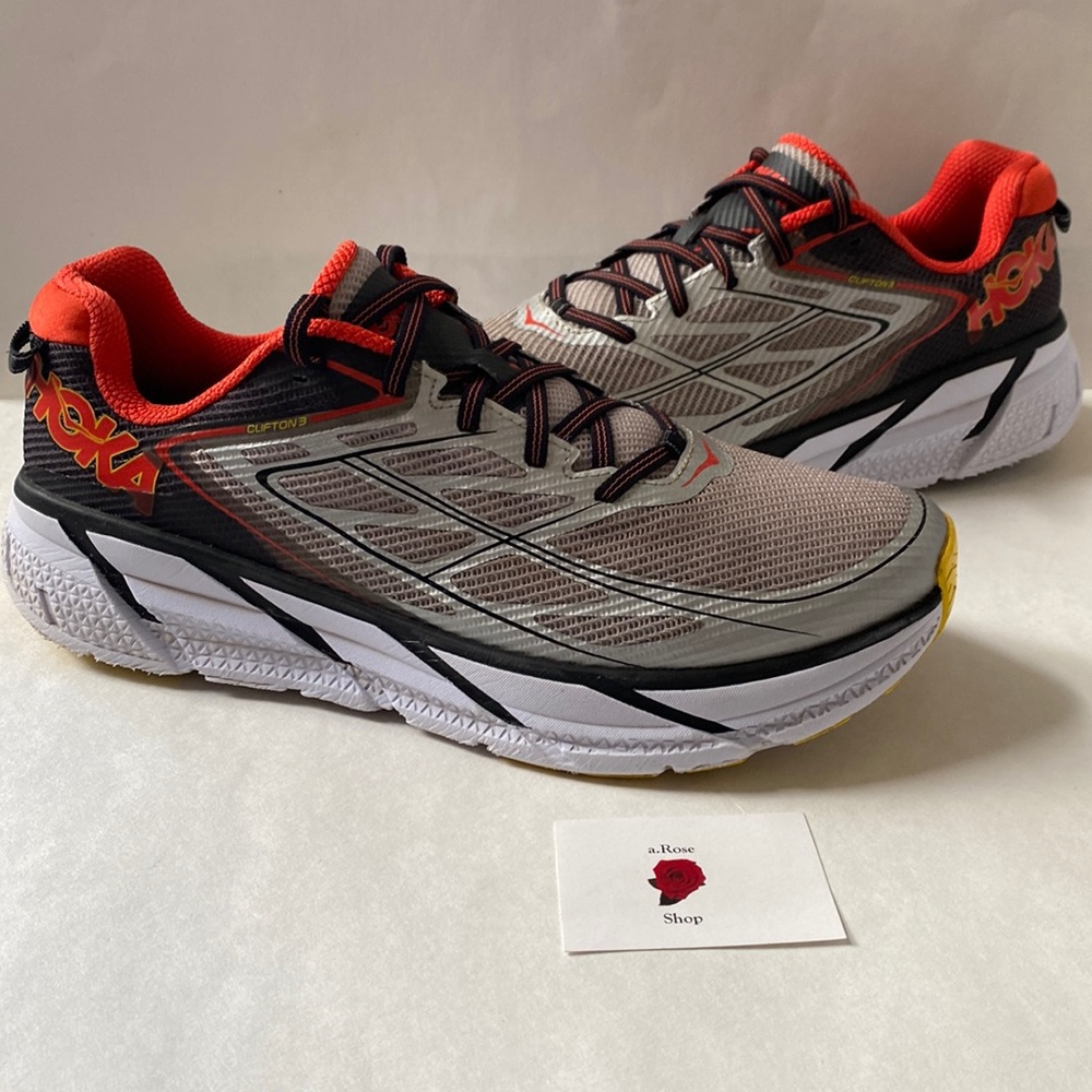 Hoka One One Red/Silver Clifton 3 (1012046) Shoes Size: 12.5 M